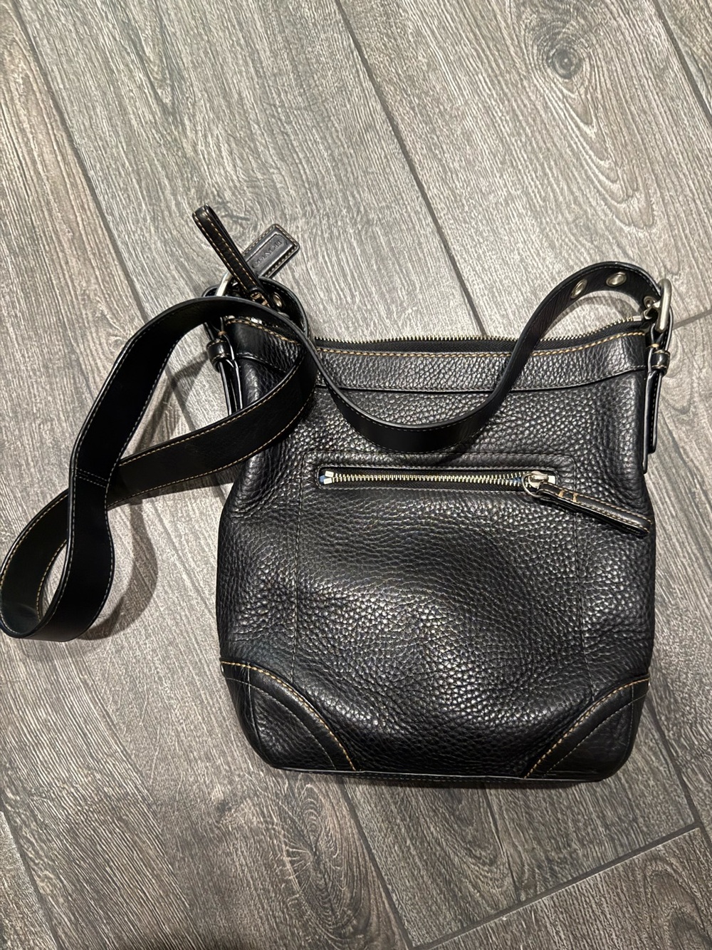 Coach Black Pebbled Leather Crossbody Bag